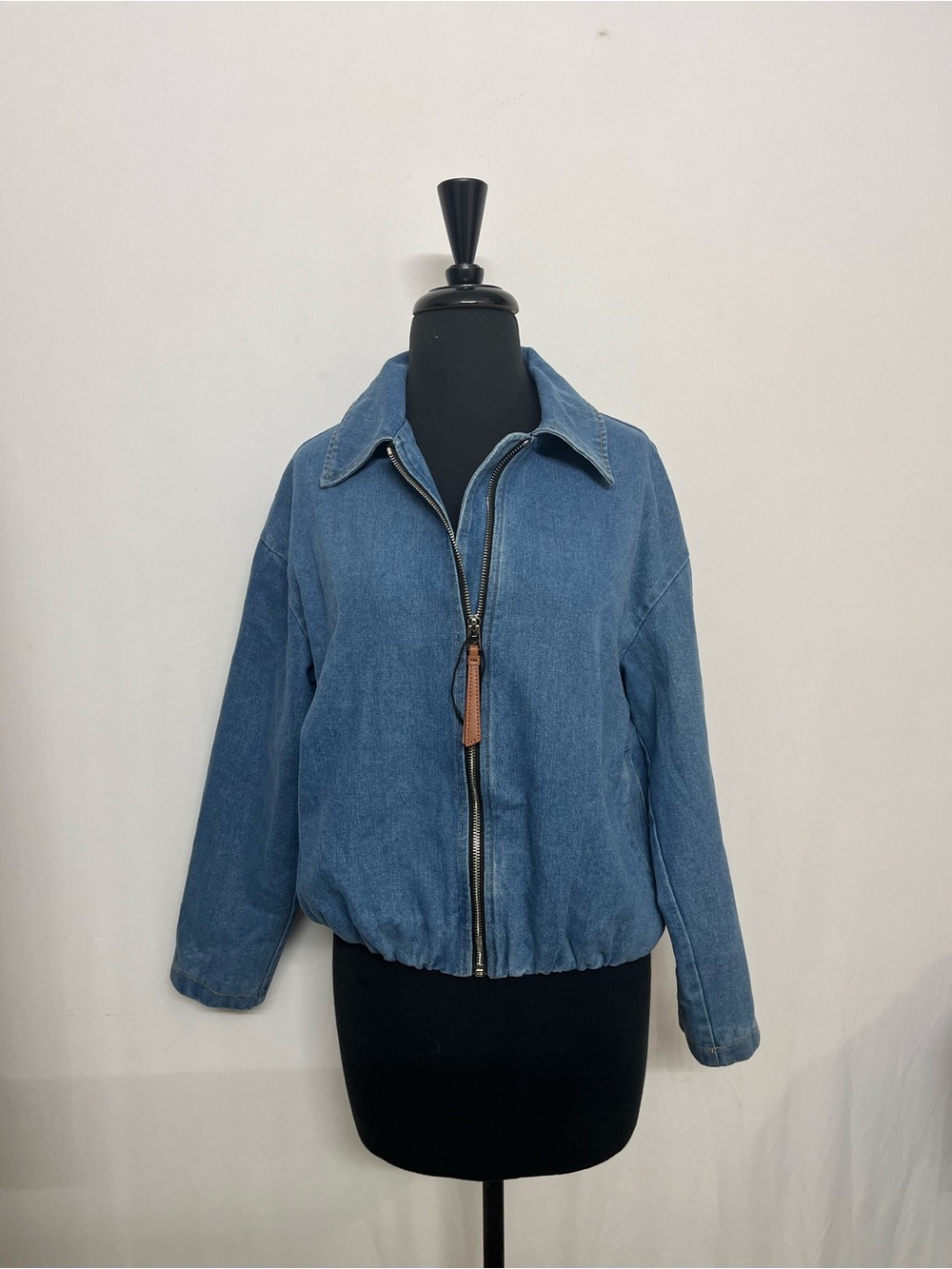 Women's Blue Denim Zip-Front Jacket